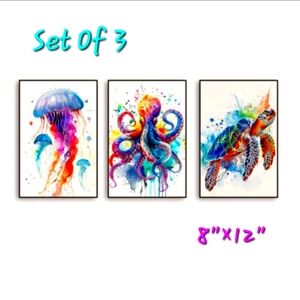 Set of 3 Nautical Canvases,  8"×12" each